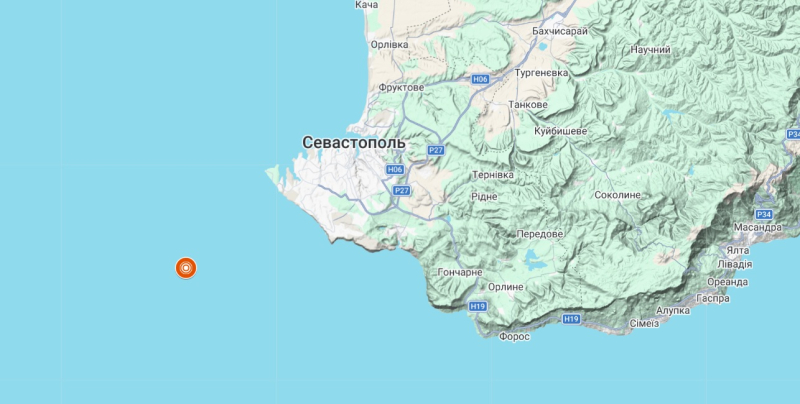 У крымского побережья в Черном море произошло землетрясение возле крымского побережья