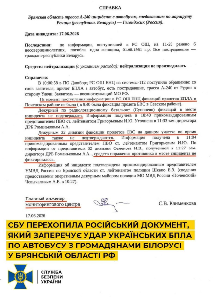 СБУ перехватила документ, раскрывающий правду об "ударе по детям" из Беларуси в РФ